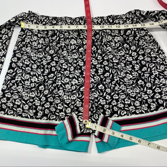 Anthropologie Maeve Scarf Floral Print Black Teal Tie Front Shorts Small - Picture 10 of 10